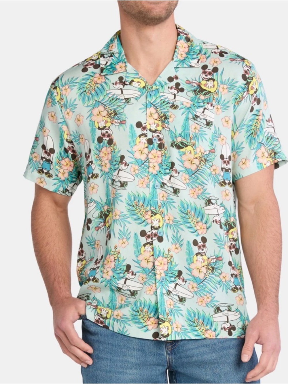 Disney Mickey and Friends Mickey Vacation Hawaiian Style Button Up Shirt M